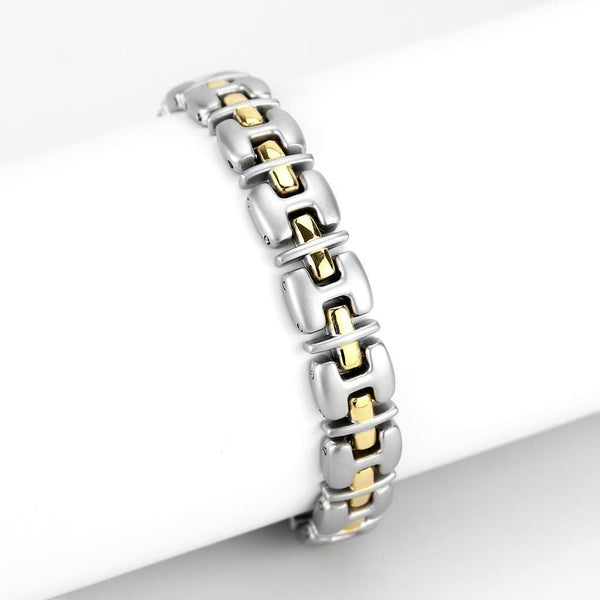 Gold+Rhodium White Metal Bracelet with No Stone