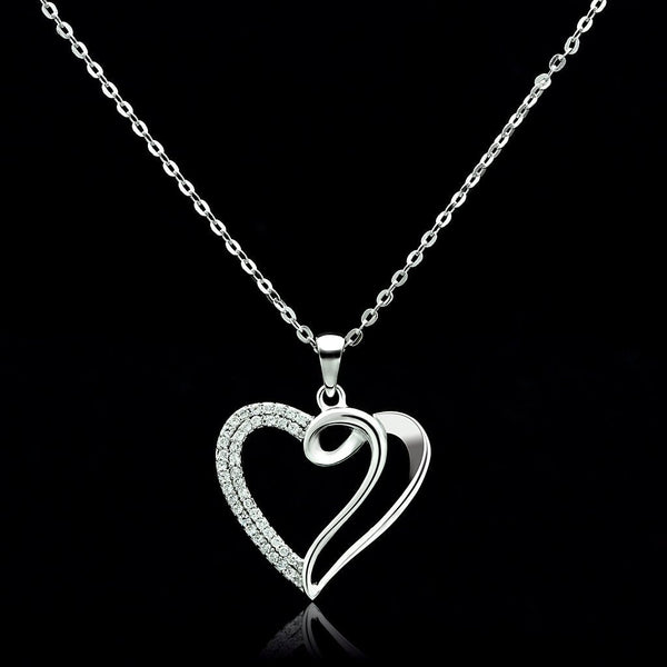 Rhodium 925 Sterling Silver Necklace with AAA Grade CZ in Clear