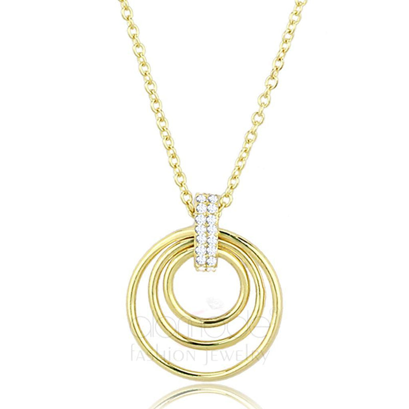 Gold 925 Sterling Silver Necklace with AAA Grade CZ in Clear