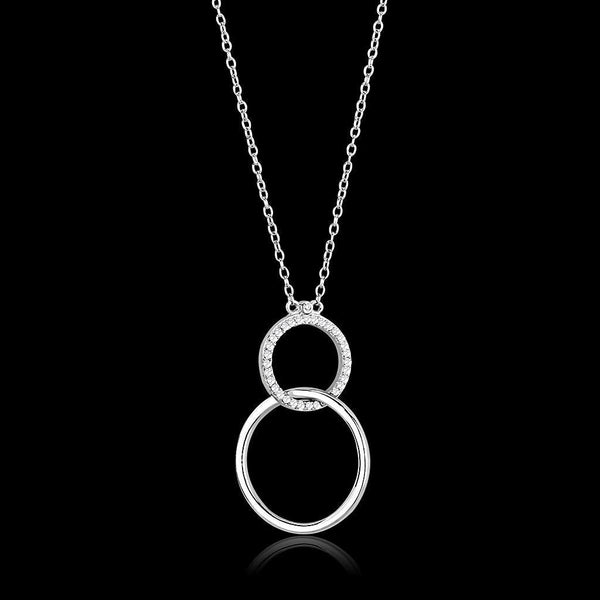 Rhodium 925 Sterling Silver Chain Pendant with AAA Grade CZ in Clear